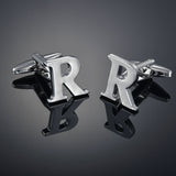 26 Letters A-Z High Quality Brass Silver Color Cufflinks Men&#39;s French Shirt Cuff Links Male Gemelos Bouton Manchette