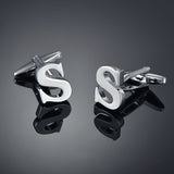 26 Letters A-Z High Quality Brass Silver Color Cufflinks Men&#39;s French Shirt Cuff Links Male Gemelos Bouton Manchette