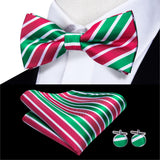 Hi-Tie Classic Black Bow Ties for Men 100% Silk Butterfly Pre-Tied Bow Tie Pocket Square Cufflinks Suit Set Floral Gold Bowties