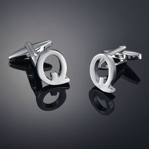26 Letters A-Z High Quality Brass Silver Color Cufflinks Men&#39;s French Shirt Cuff Links Male Gemelos Bouton Manchette