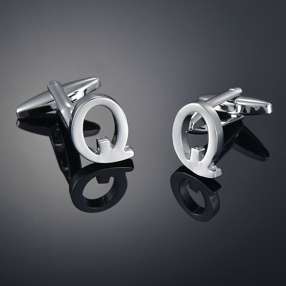 26 Letters A-Z High Quality Brass Silver Color Cufflinks Men&#39;s French Shirt Cuff Links Male Gemelos Bouton Manchette