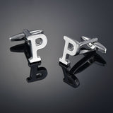 26 Letters A-Z High Quality Brass Silver Color Cufflinks Men&#39;s French Shirt Cuff Links Male Gemelos Bouton Manchette