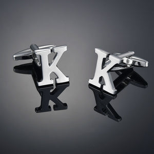 26 Letters A-Z High Quality Brass Silver Color Cufflinks Men&#39;s French Shirt Cuff Links Male Gemelos Bouton Manchette
