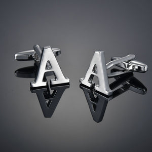 26 Letters A-Z High Quality Brass Silver Color Cufflinks Men&#39;s French Shirt Cuff Links Male Gemelos Bouton Manchette