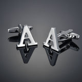 26 Letters A-Z High Quality Brass Silver Color Cufflinks Men&#39;s French Shirt Cuff Links Male Gemelos Bouton Manchette