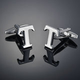 26 Letters A-Z High Quality Brass Silver Color Cufflinks Men&#39;s French Shirt Cuff Links Male Gemelos Bouton Manchette