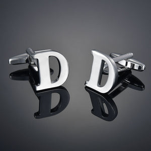 26 Letters A-Z High Quality Brass Silver Color Cufflinks Men&#39;s French Shirt Cuff Links Male Gemelos Bouton Manchette