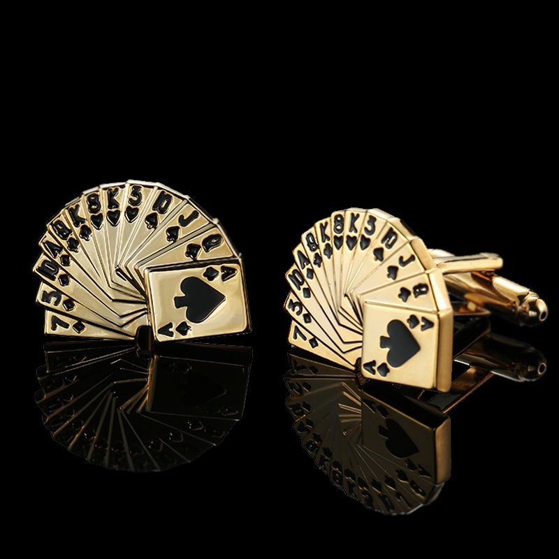 Quality Gold Color Cufflinks Retro Pattern Poker Bird Knot Fish Bullet French Shirt Cuffs Suit Accessories Wedding Jewelry