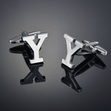 26 Letters A-Z High Quality Brass Silver Color Cufflinks Men&#39;s French Shirt Cuff Links Male Gemelos Bouton Manchette