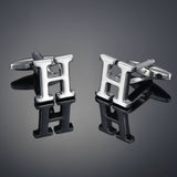 26 Letters A-Z High Quality Brass Silver Color Cufflinks Men&#39;s French Shirt Cuff Links Male Gemelos Bouton Manchette