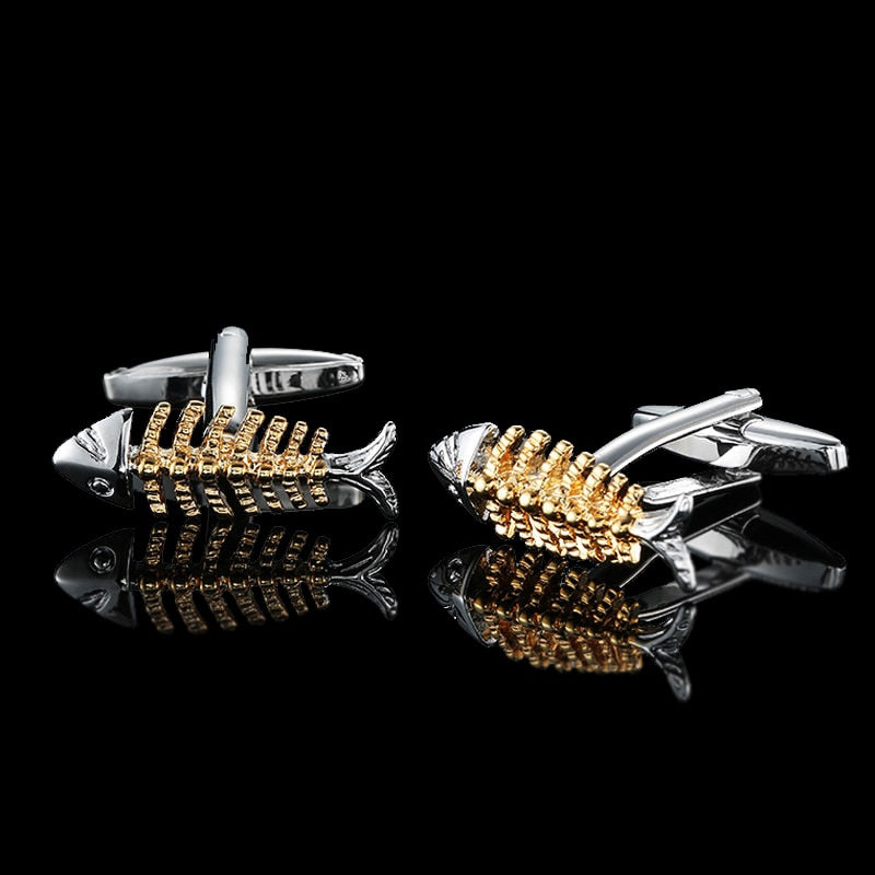 Quality Gold Color Cufflinks Retro Pattern Poker Bird Knot Fish Bullet French Shirt Cuffs Suit Accessories Wedding Jewelry