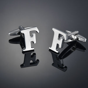 26 Letters A-Z High Quality Brass Silver Color Cufflinks Men&#39;s French Shirt Cuff Links Male Gemelos Bouton Manchette
