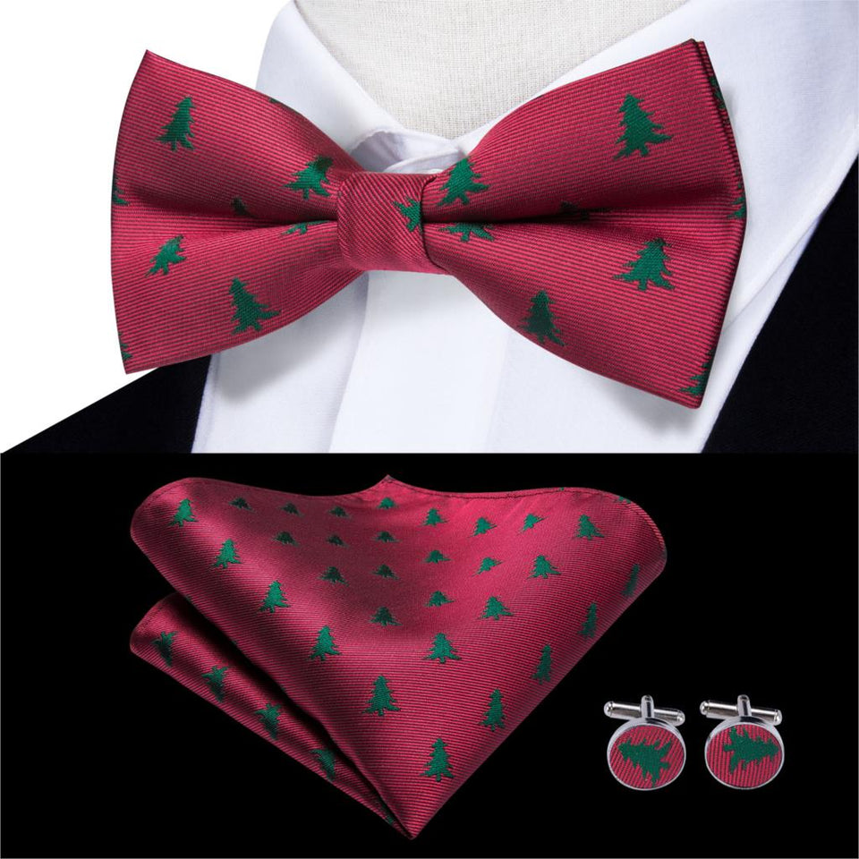 Hi-Tie Classic Black Bow Ties for Men 100% Silk Butterfly Pre-Tied Bow Tie Pocket Square Cufflinks Suit Set Floral Gold Bowties