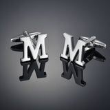 26 Letters A-Z High Quality Brass Silver Color Cufflinks Men&#39;s French Shirt Cuff Links Male Gemelos Bouton Manchette