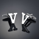26 Letters A-Z High Quality Brass Silver Color Cufflinks Men&#39;s French Shirt Cuff Links Male Gemelos Bouton Manchette