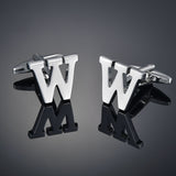 26 Letters A-Z High Quality Brass Silver Color Cufflinks Men&#39;s French Shirt Cuff Links Male Gemelos Bouton Manchette