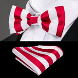 Hi-Tie Classic Black Bow Ties for Men 100% Silk Butterfly Pre-Tied Bow Tie Pocket Square Cufflinks Suit Set Floral Gold Bowties