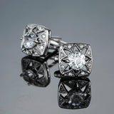 Novelty Luxury Blue white Cufflinks for Mens  Brand High Quality crown Crystal gold silvery Cufflinks Shirt Cuff Links