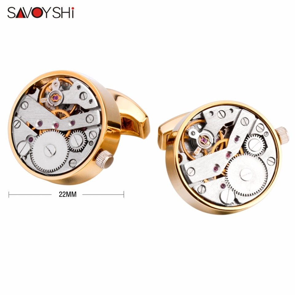 WW Mechanical Watch Movement Cufflinks for Mens Shirt Cuff Functional Watch