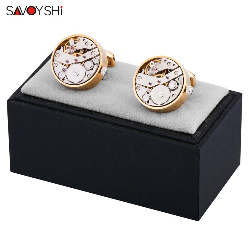 WW Mechanical Watch Movement Cufflinks for Mens Shirt Cuff Functional Watch