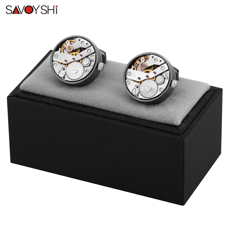 WW Mechanical Watch Movement Cufflinks for Mens Shirt Cuff Functional Watch