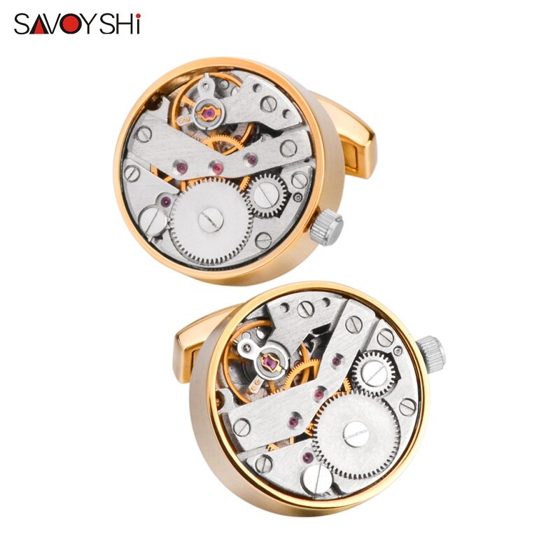WW Mechanical Watch Movement Cufflinks for Mens Shirt Cuff Functional Watch