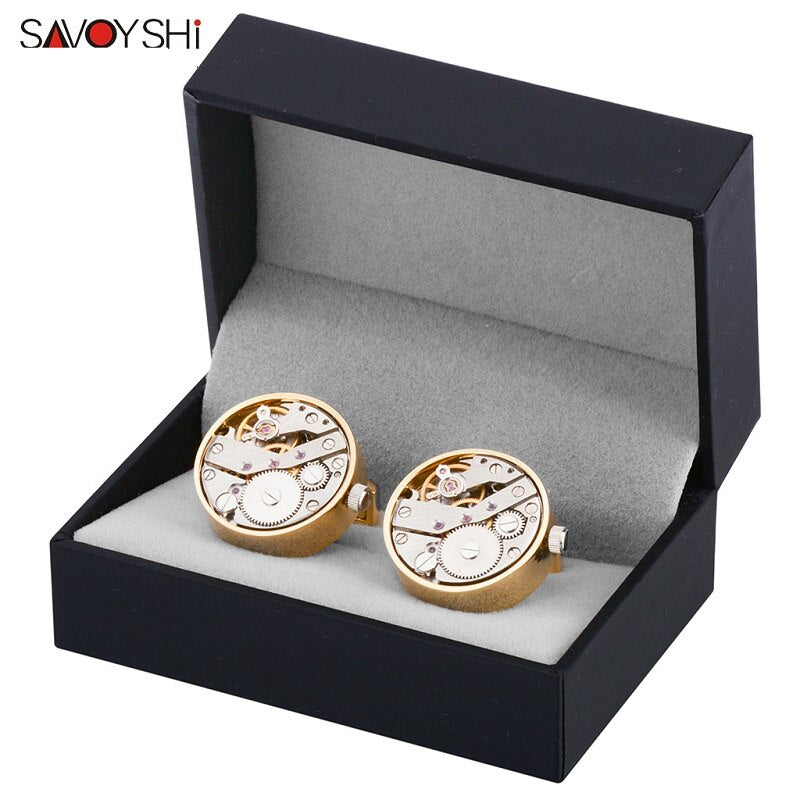 WW Mechanical Watch Movement Cufflinks for Mens Shirt Cuff Functional Watch