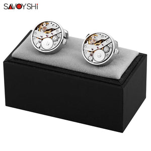 WW Mechanical Watch Movement Cufflinks for Mens Shirt Cuff Functional Watch