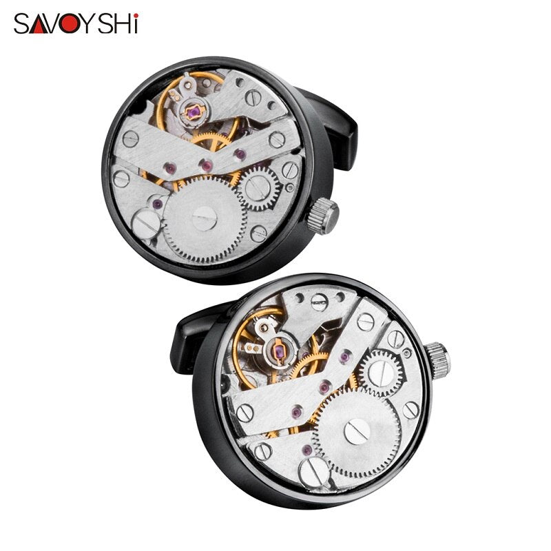WW Mechanical Watch Movement Cufflinks for Mens Shirt Cuff Functional Watch