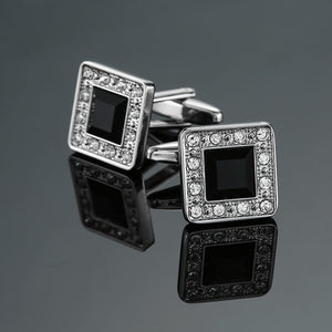 Novelty Luxury Blue white Cufflinks for Mens  Brand High Quality crown Crystal gold silvery Cufflinks Shirt Cuff Links