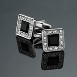 Novelty Luxury Blue white Cufflinks for Mens  Brand High Quality crown Crystal gold silvery Cufflinks Shirt Cuff Links