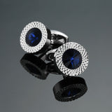 Novelty Luxury Blue white Cufflinks for Mens  Brand High Quality crown Crystal gold silvery Cufflinks Shirt Cuff Links
