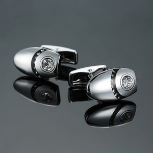 Novelty Luxury Blue white Cufflinks for Mens  Brand High Quality crown Crystal gold silvery Cufflinks Shirt Cuff Links