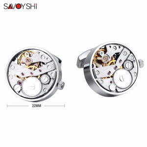 WW Mechanical Watch Movement Cufflinks for Mens Shirt Cuff Functional Watch