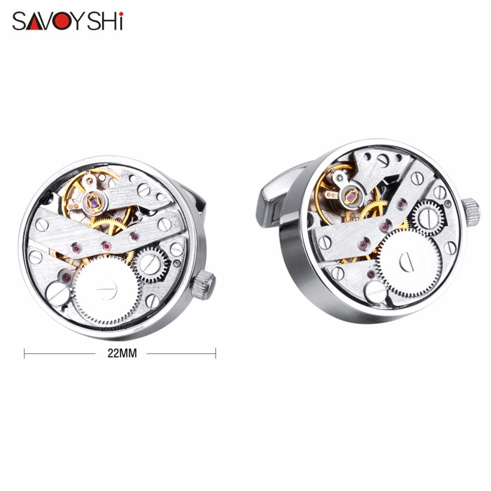 WW Mechanical Watch Movement Cufflinks for Mens Shirt Cuff Functional Watch