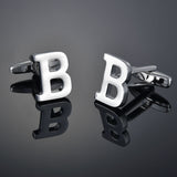 26 Letters A-Z High Quality Brass Silver Color Cufflinks Men&#39;s French Shirt Cuff Links Male Gemelos Bouton Manchette