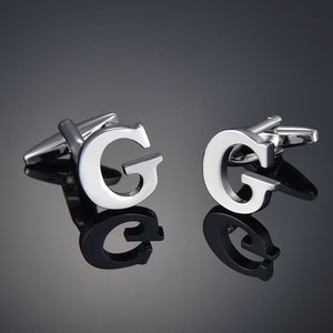 26 Letters A-Z High Quality Brass Silver Color Cufflinks Men&#39;s French Shirt Cuff Links Male Gemelos Bouton Manchette