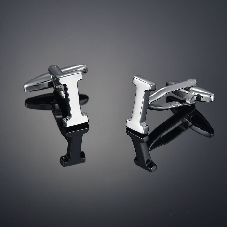 26 Letters A-Z High Quality Brass Silver Color Cufflinks Men&#39;s French Shirt Cuff Links Male Gemelos Bouton Manchette