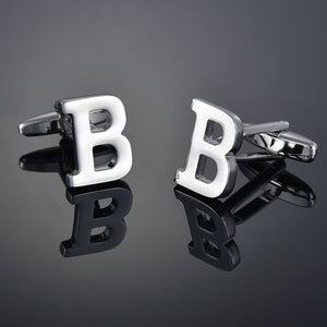 26 Letters A-Z High Quality Brass Silver Color Cufflinks Men&#39;s French Shirt Cuff Links Male Gemelos Bouton Manchette