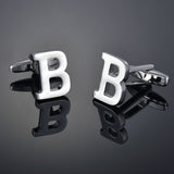 26 Letters A-Z High Quality Brass Silver Color Cufflinks Men&#39;s French Shirt Cuff Links Male Gemelos Bouton Manchette