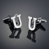 26 Letters A-Z High Quality Brass Silver Color Cufflinks Men&#39;s French Shirt Cuff Links Male Gemelos Bouton Manchette