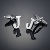 26 Letters A-Z High Quality Brass Silver Color Cufflinks Men&#39;s French Shirt Cuff Links Male Gemelos Bouton Manchette