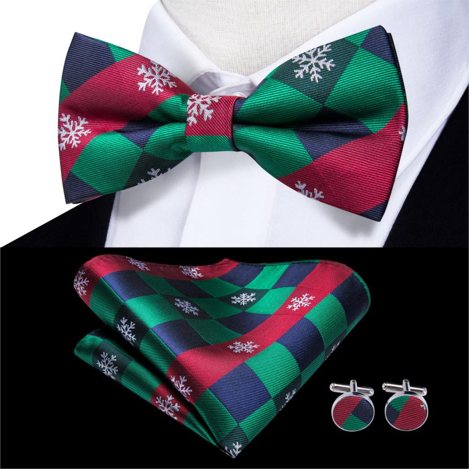 Hi-Tie Classic Black Bow Ties for Men 100% Silk Butterfly Pre-Tied Bow Tie Pocket Square Cufflinks Suit Set Floral Gold Bowties