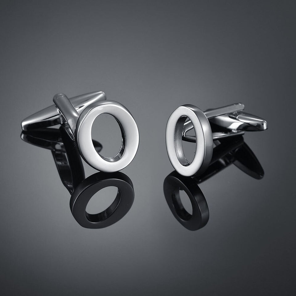 26 Letters A-Z High Quality Brass Silver Color Cufflinks Men&#39;s French Shirt Cuff Links Male Gemelos Bouton Manchette