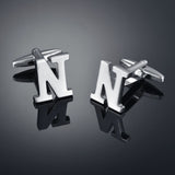 26 Letters A-Z High Quality Brass Silver Color Cufflinks Men&#39;s French Shirt Cuff Links Male Gemelos Bouton Manchette