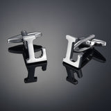 26 Letters A-Z High Quality Brass Silver Color Cufflinks Men&#39;s French Shirt Cuff Links Male Gemelos Bouton Manchette
