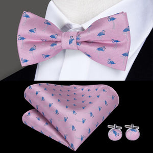 Hi-Tie Classic Black Bow Ties for Men 100% Silk Butterfly Pre-Tied Bow Tie Pocket Square Cufflinks Suit Set Floral Gold Bowties