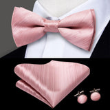 Hi-Tie Classic Black Bow Ties for Men 100% Silk Butterfly Pre-Tied Bow Tie Pocket Square Cufflinks Suit Set Floral Gold Bowties
